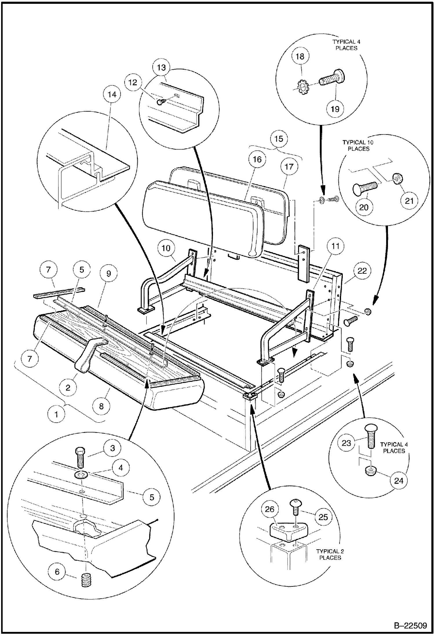 ЗАДНЕЕ СИДЕНЬЕ И КОНСТРУКЦИЯ КРОНШТЕЙНА (2100S)