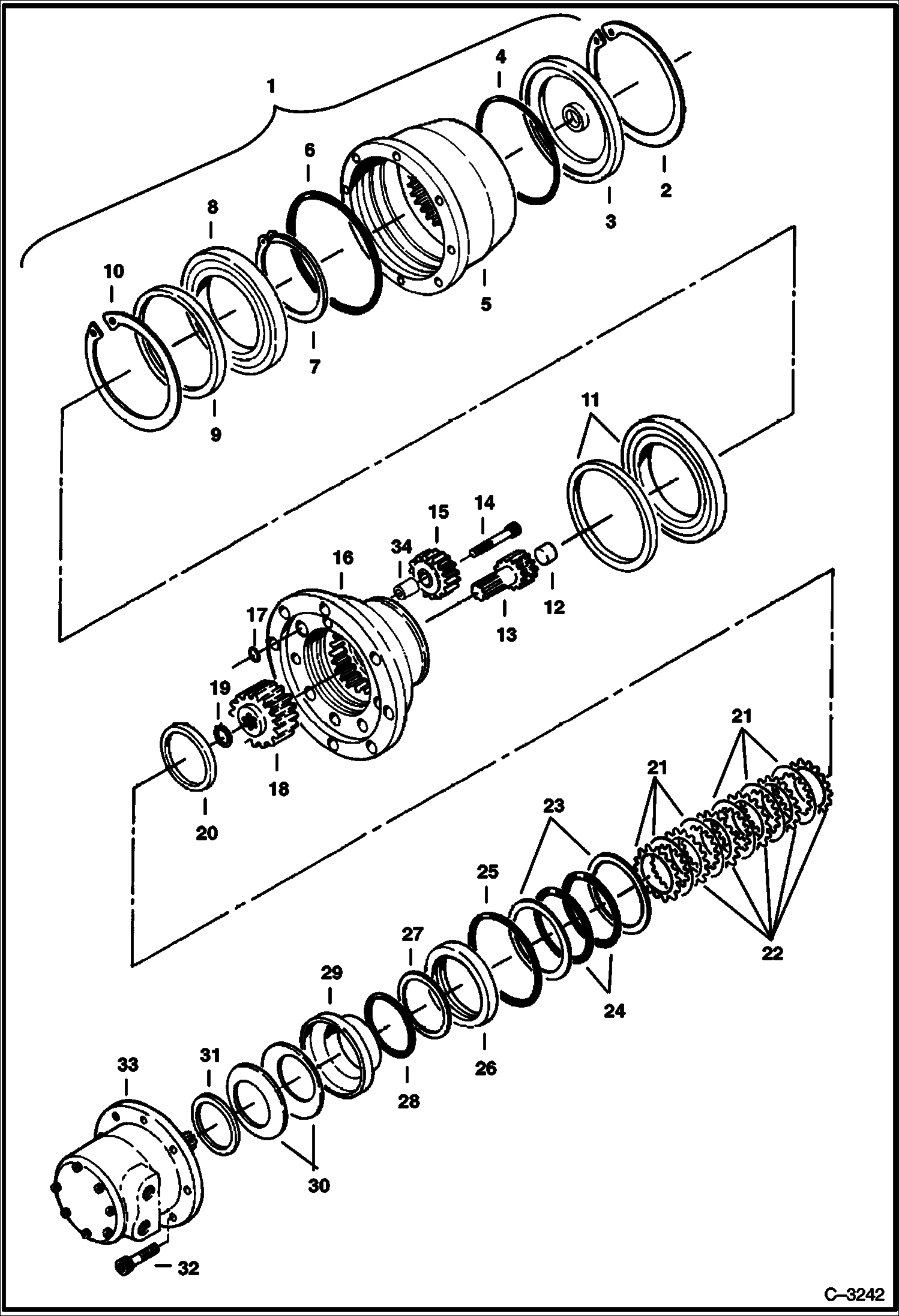 ХОДОВОЙ ГИДРОМОТОР (С ТОРМОЗОМ) (СЕРИЙНЫЙ НОМЕР 508212286 - 508212929)