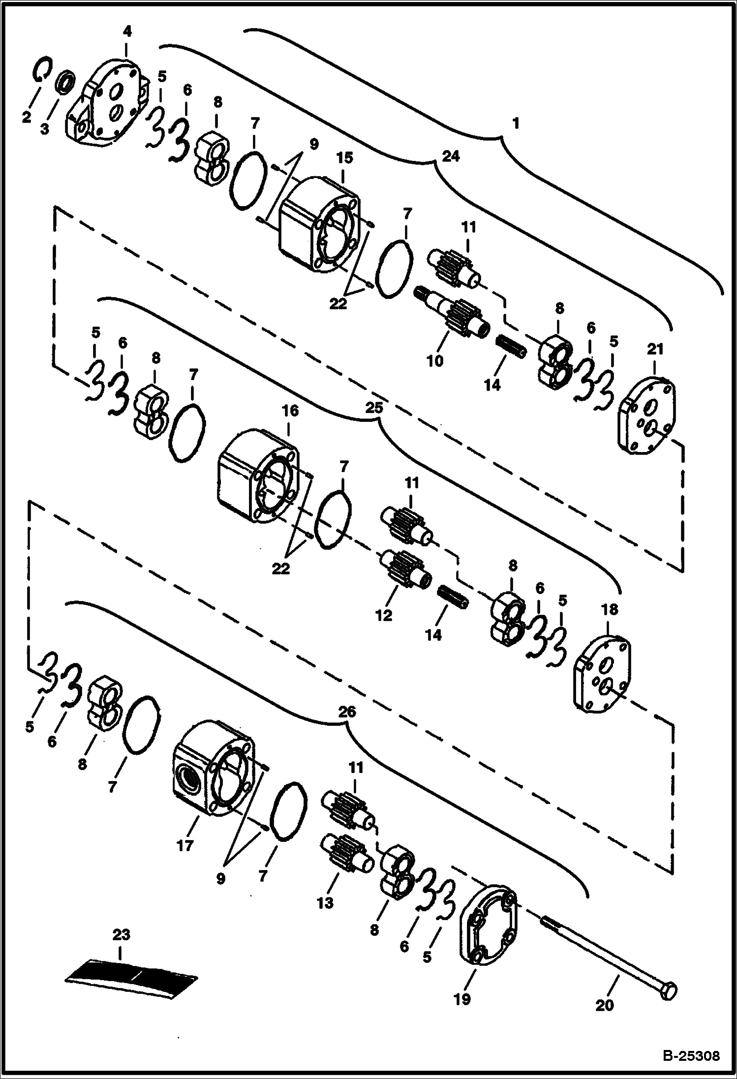 ТРОЙНОЙ ШЕСТЕРЕНЧАТЫЙ НАСОС (СЕРИЙНЫЙ НОМЕР 512913001 - 512915199)