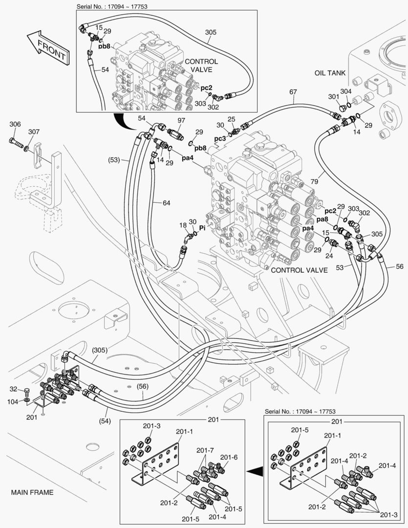 Схема 1830 PILOT PIPING(2) - BOOM [17094~18573]