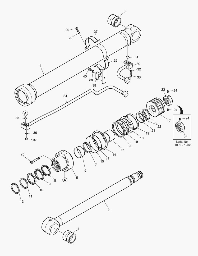 ЦИЛИНДР СТРЕЛЫ - ПРАВОСТОРОННИЙ(ШАРНИРНАЯ СТРЕЛА)