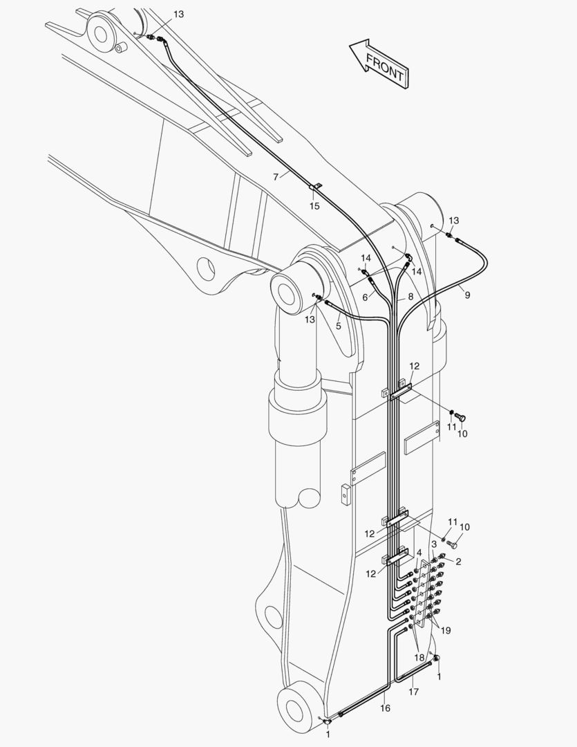 ПЕРЕДНИЙ ТРУБОПРОВОД СМАЗОЧНОЙ СИСТЕМЫ-СТРЕЛА С ИЗМЕНЯЕМОЙ ГЕОМЕТРИЕЙ
