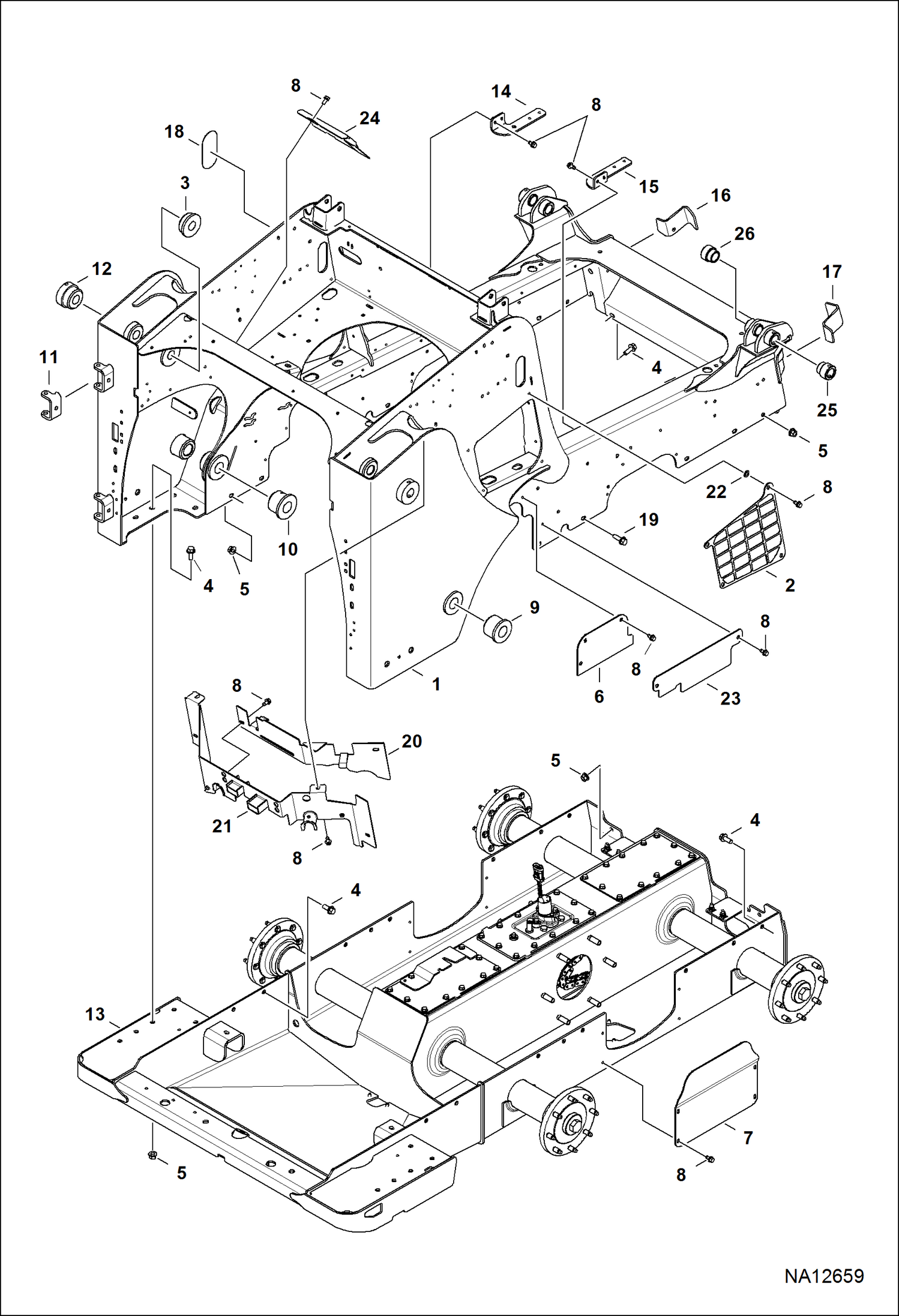 Схема РАМА ШАССИ (СЕРИЙНЫЙ НОМЕР A7TV13681 И ВЫШЕ)