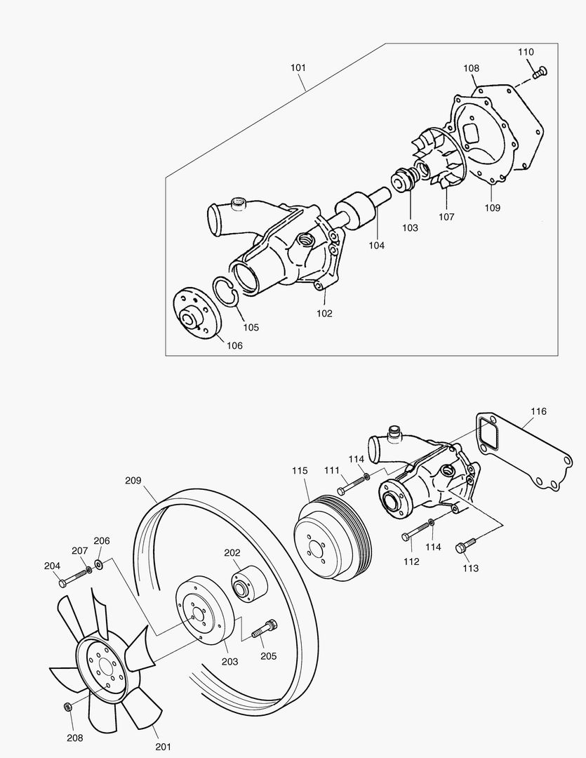 Схема 012 WATER PUMP & COOLING FAN