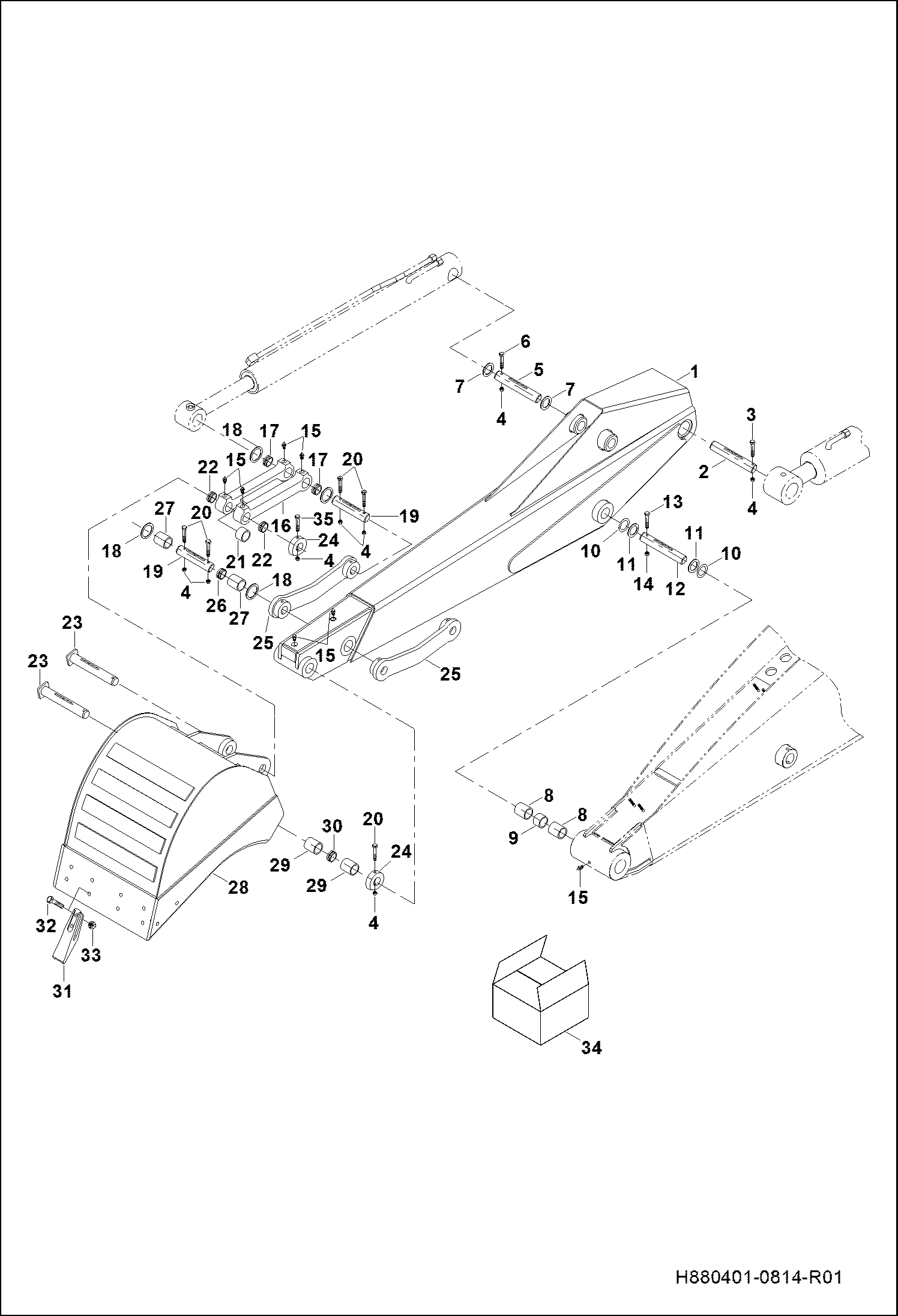 СТАНДАРТНЫЙ РЫЧАГ ПЕРЕКЛЮЧЕНИЯ И ДЕТАЛИ ДЛЯ СОЕДИНЕНИЯ КОВША