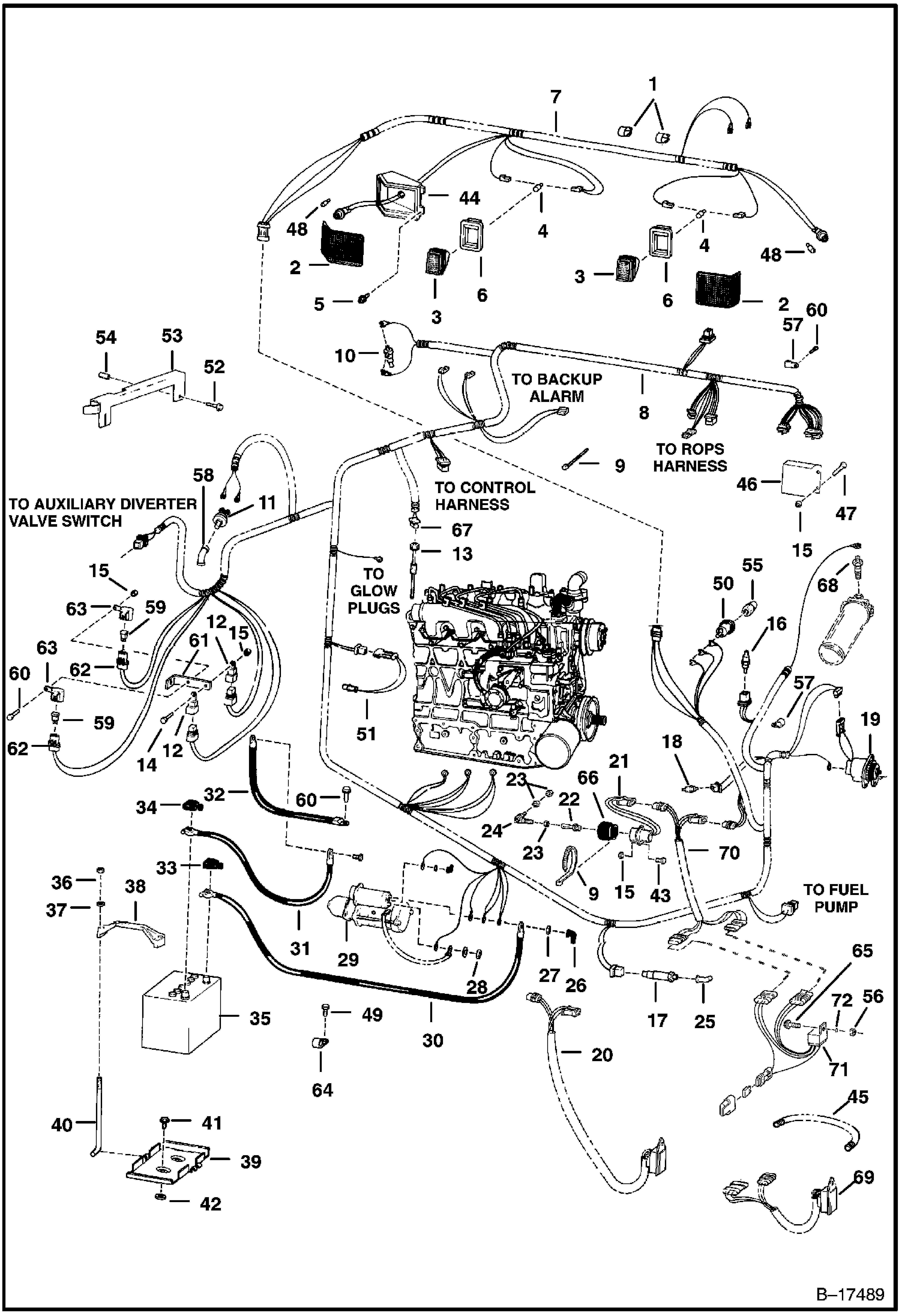 ЭЛЕКТРОСХЕМА ДВИГАТЕЛЯ (СЕРИЙНЫЙ НОМЕР 5086 17642 И ВЫШЕ)
