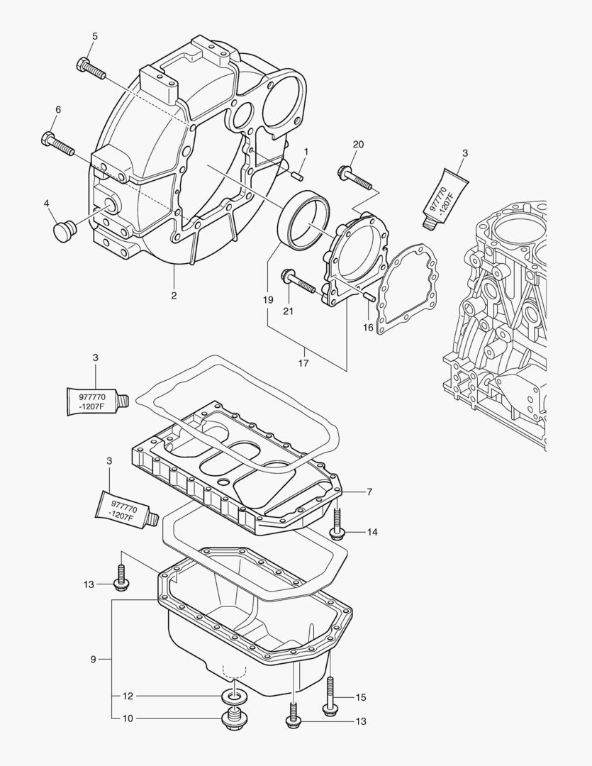 003 FLYWHEEL HOUSING & OIL PAN