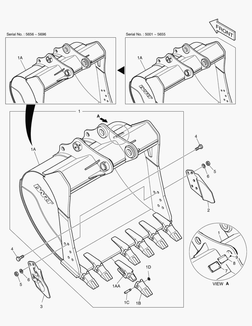 6550 BUCKET ASS`Y - 1.49mВі(63`) - SIDE PIN [5001~5945]