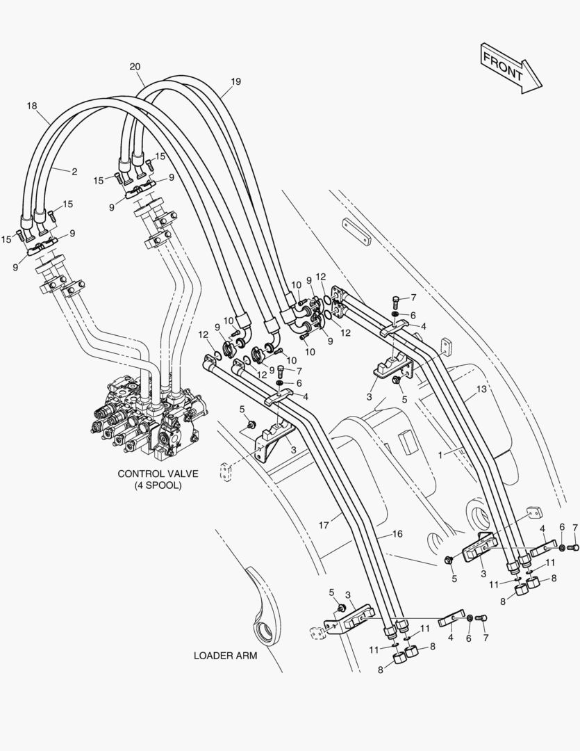 ГИДРОСИСТЕМА РУКОЯТИ ПОГРУЗЧИКА - 4 КАТУШКИ