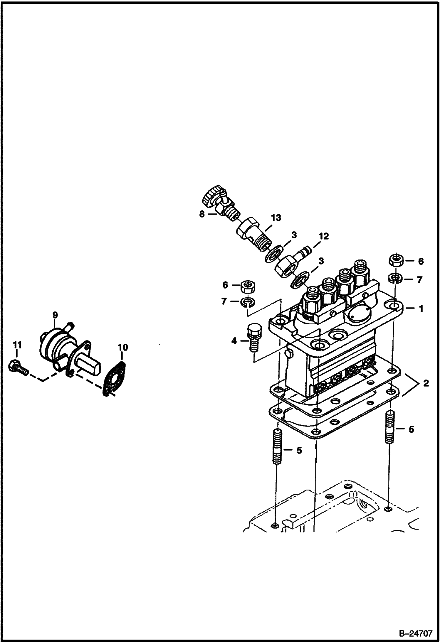Схема ТОПЛИВНАЯ СИСТЕМА И НАСОС ВПРЫСКА (KUBOTA - V1903 2EB - TIER II REPLACEMENT)