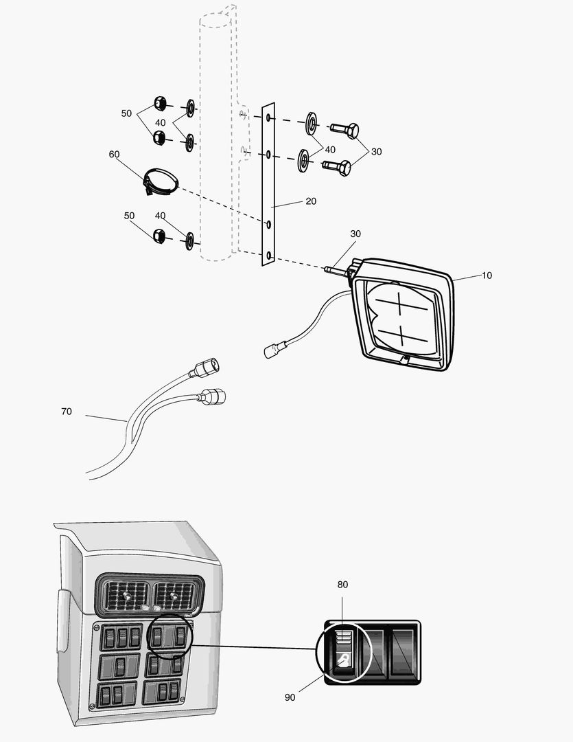 Спецтехника G500-67 WORKING LIGHT;MIRROR ARM,FRONT [710655~] - главное фото