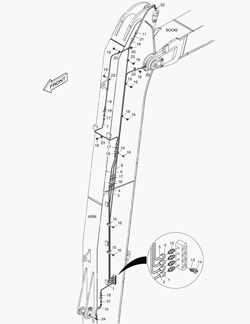 7000 LUBRICATION PIPING - ARM 6.2m [5001~5266]