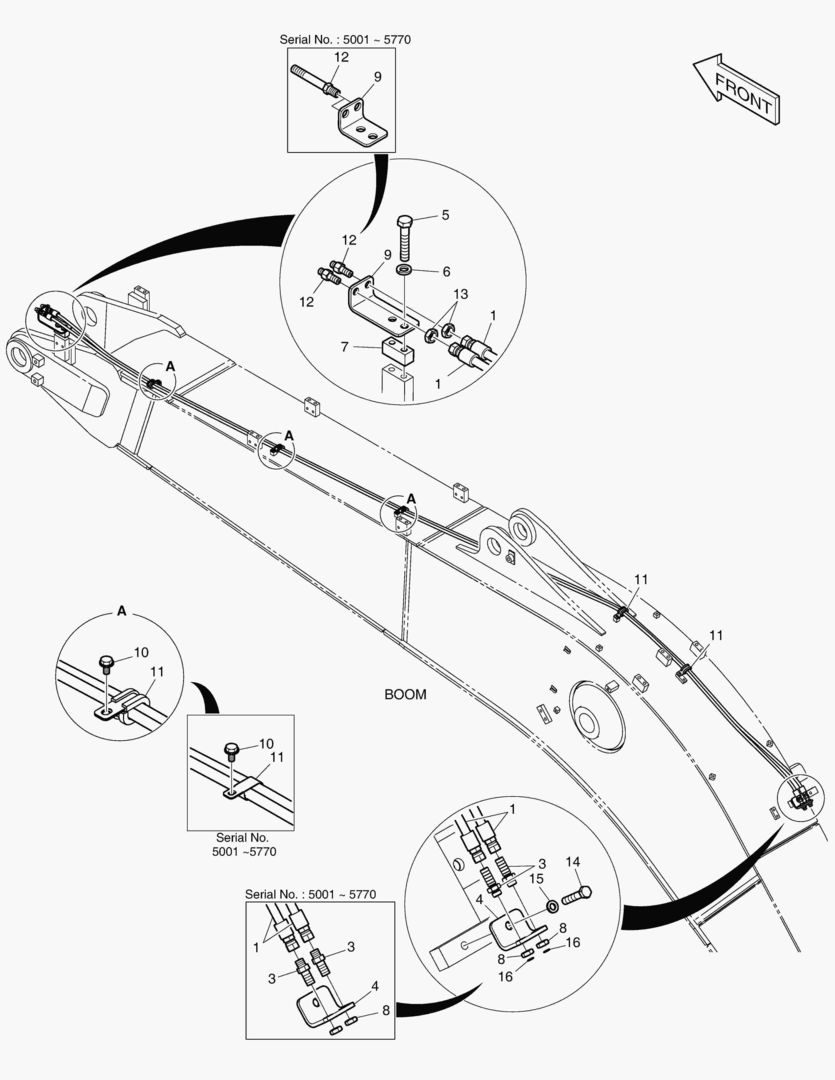 ГИДРОСИСТЕМА СТРЕЛЫ - СТРЕЛА 5.7 м(БЫСТРОУСТАНАВЛИВАЕМЫЙ ФИКСАТОР)