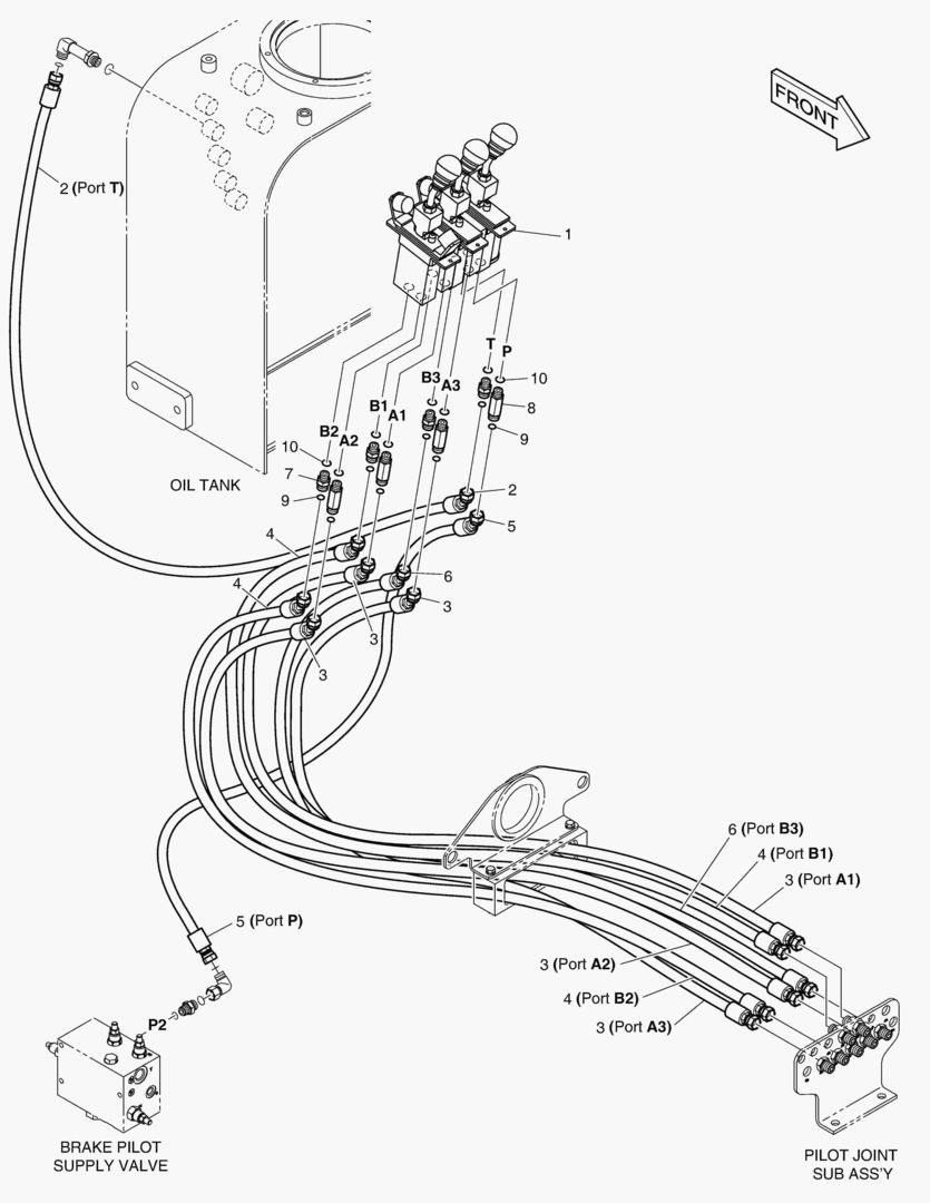 ТРУБОПРОВОД СЕРВОУПРАВЛЕНИЯ - ПАЛЕЦ (3 ИЛИ 4 КАТУШКИ)