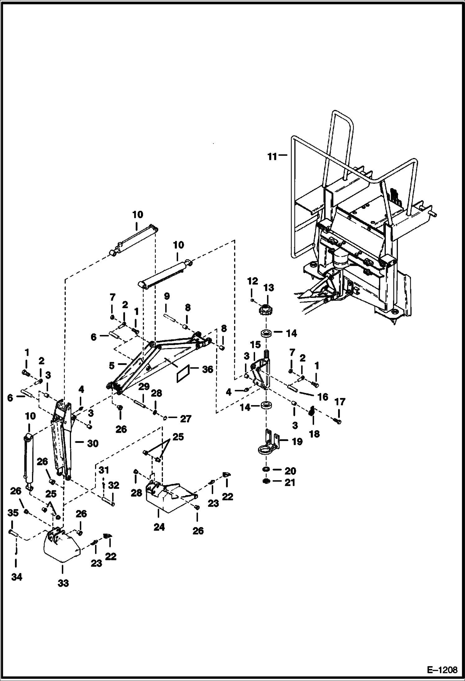 Схема ЭКСКАВАТОР-ПОГРУЗЧИК (СТРЕЛА И РУКОЯТЬ СТРЕЛЫ ЧЕРПАКА) (908A)