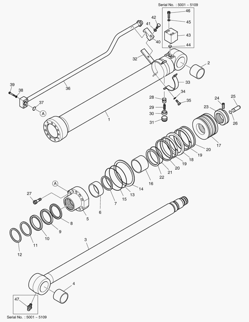Спецтехника 4490 ARM CYLINDER - ARM 2.1m (ARTI. BOOM) [5001~11217]