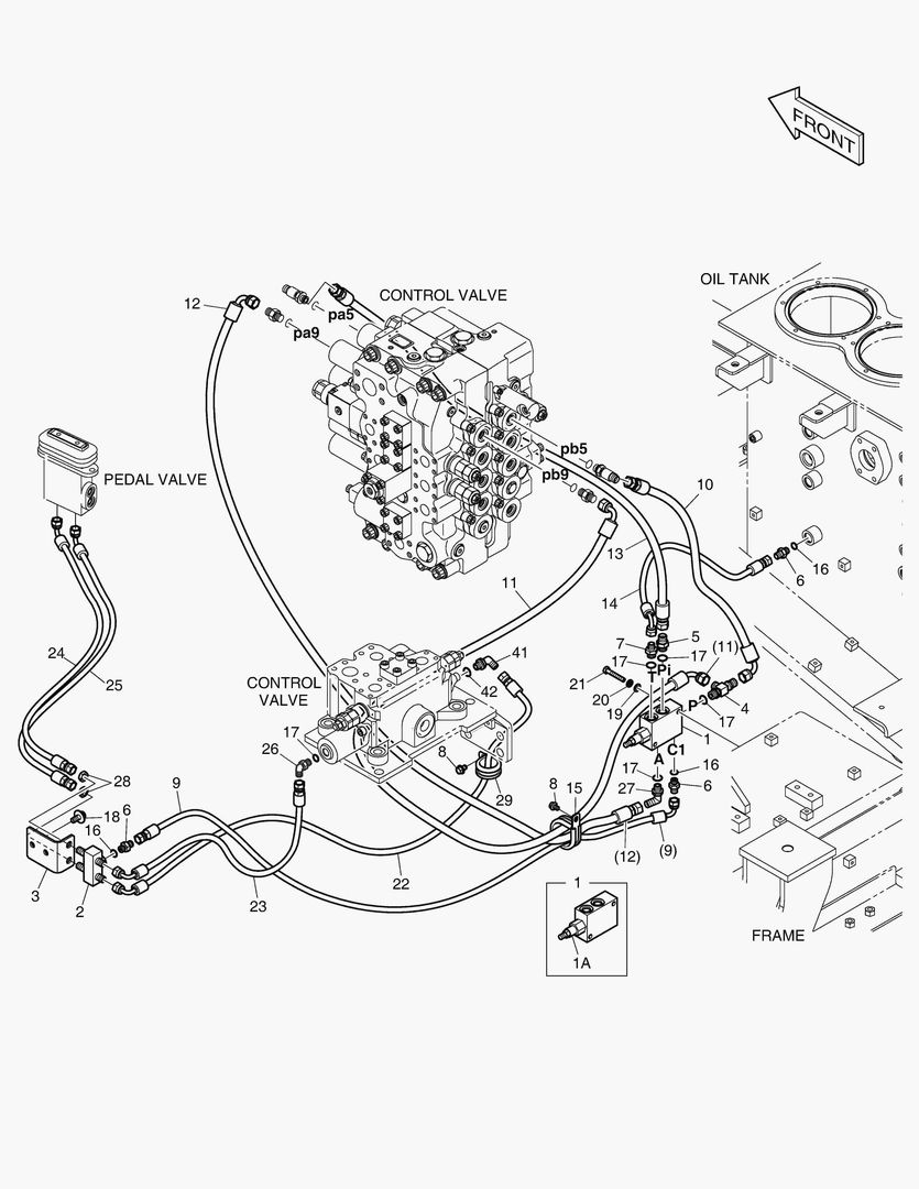 ТРУБОПРОВОД СЕРВОУПРАВЛЕНИЯ(1) - ШАРНИРНАЯ СТРЕЛА