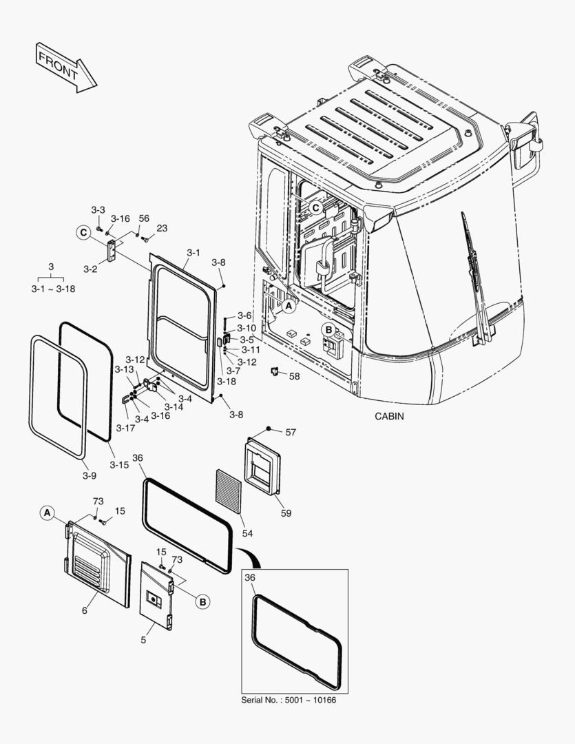 КАБИНА(4) - ДВЕРЬ В СБОРЕ(ПРАВОСТОРОННИЙ)