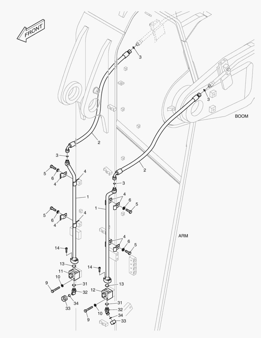 Схема ГИДРОСИСТЕМА РУКОЯТИ - ВРАЩАЮЩИЙСЯ(РУКОЯТЬ 2.9 м)
