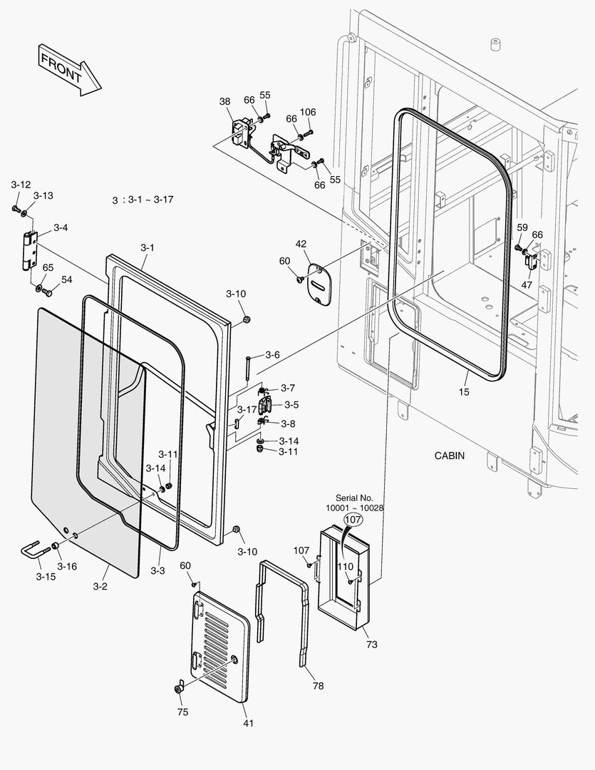 5720 CABIN(5) - DOOR ASS`Y(R.H-WITHOUT ROOF)