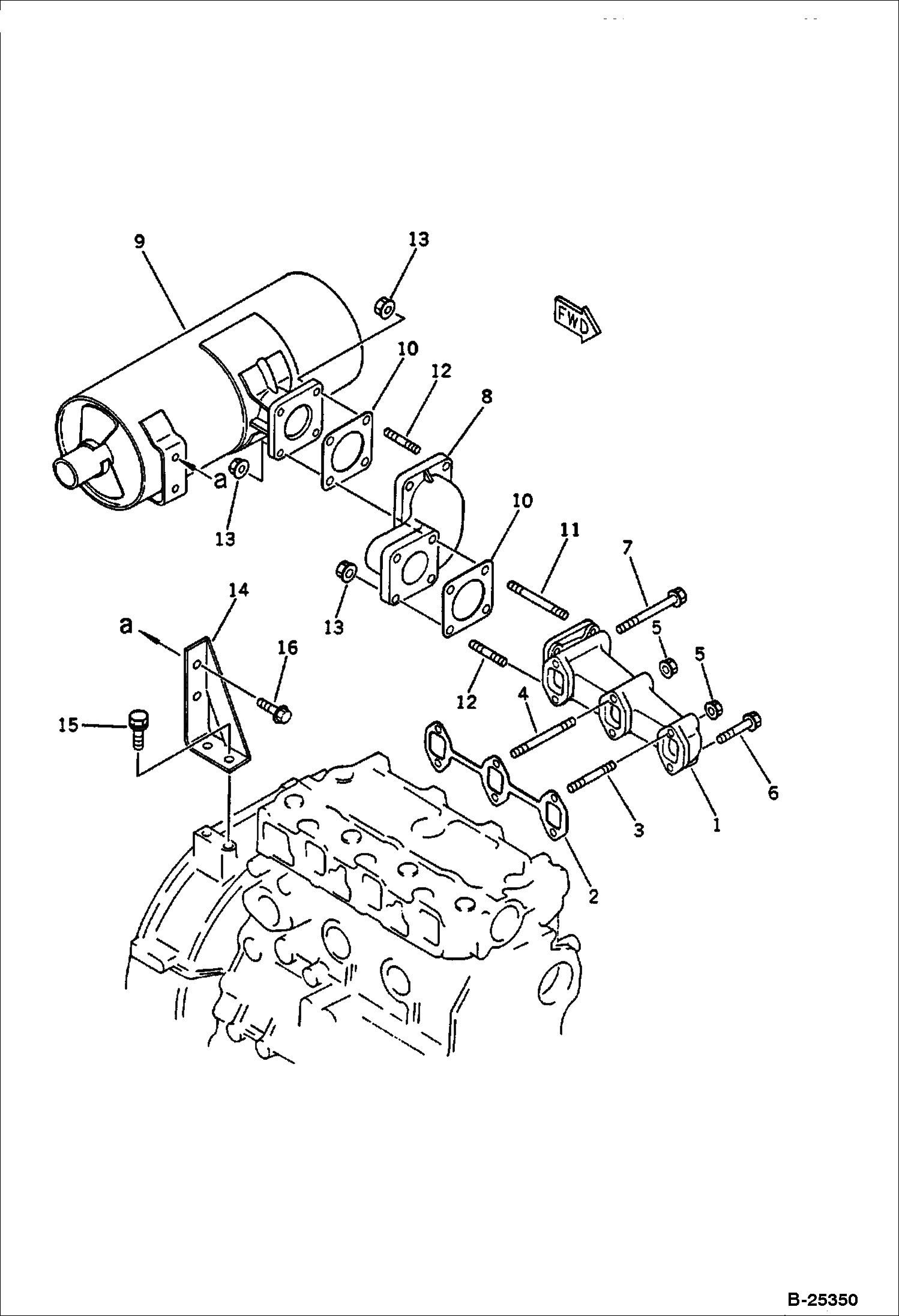Схема ВЫХЛОПНОЙ ТРУБОПРОВОД ДВИГАТЕЛЯ И ГЛУШИТЕЛЬ