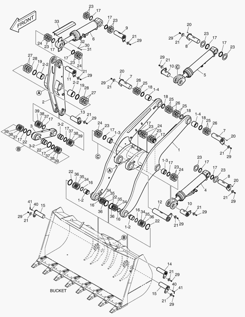 Схема РУКОЯТЬ ПОГРУЗЧИКА В СБОРЕ