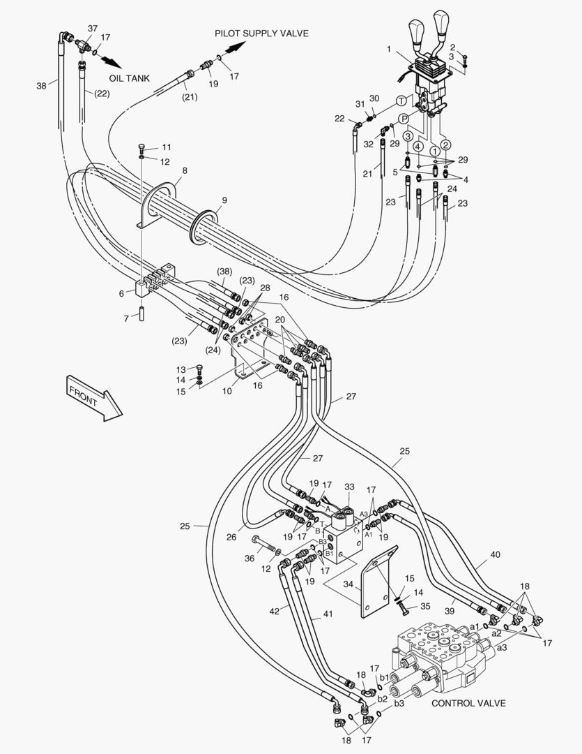 ТРУБОПРОВОД СЕРВОУПРАВЛЕНИЯ(2 РЫЧАГА-3 КАТУШКИ)