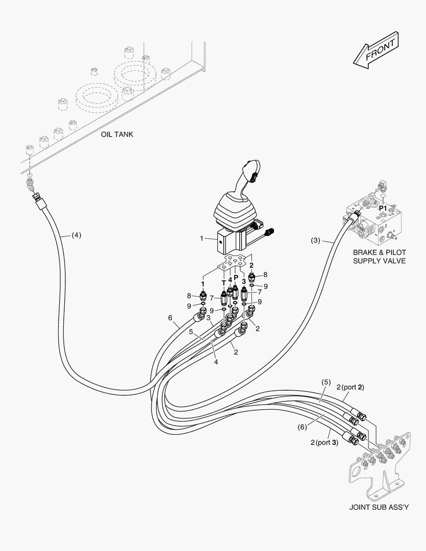 Схема 6040 PILOT PIPING - JOYSTICK(THUMB WHEEL)