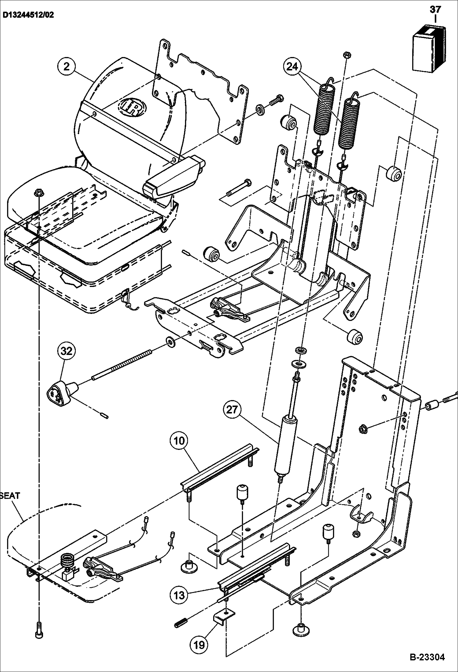 СИДЕНИЕ С ПОДВЕСКОЙ (ВНУТРЕННИЙ ОСТАНОВ)