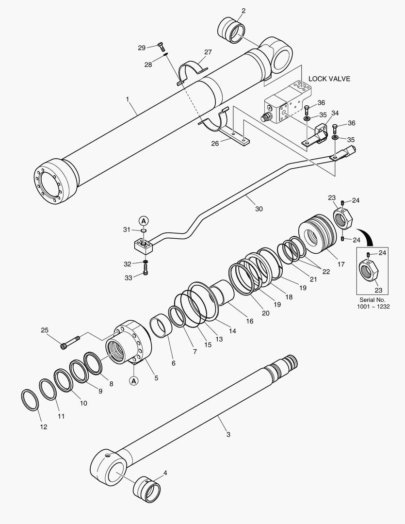 ЦИЛИНДР СТРЕЛЫ - ПРАВОСТОРОННИЙ(ГИДРОЗАМОК)