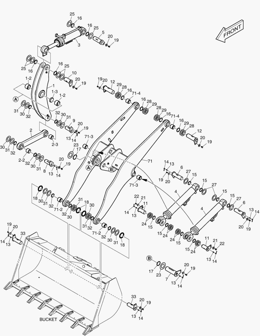 РУКОЯТЬ ПОГРУЗЧИКА В СБОРЕ - ДЛИННАЯ СТРЕЛА