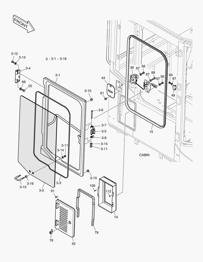 1490 CABIN(5) - DOOR ASS`Y(R.H)