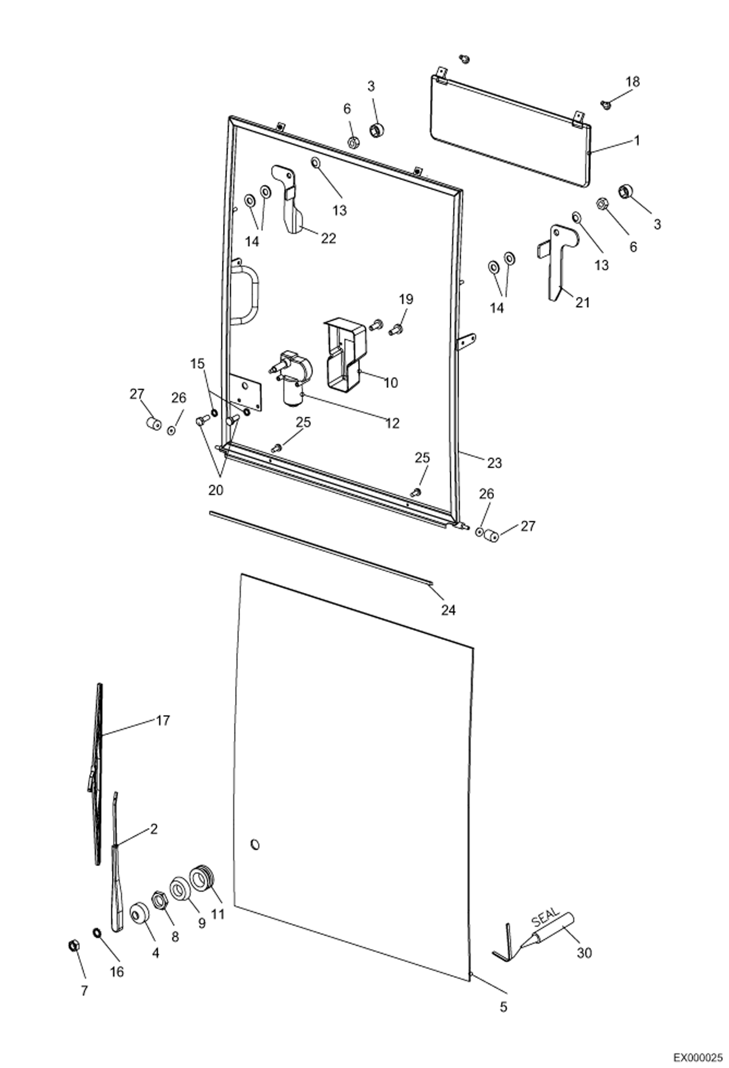 РАМКА РОЛИКОВОЙ ПАНЕЛИ ОСТЕКЛЕНИЯ КАБИНЫ - СЕРИЙНЫЙ НОМЕР 202.041.720 И НИЖЕ