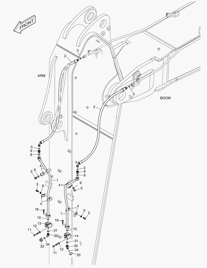 ГИДРОСИСТЕМА РУКОЯТИ - ВРАЩАЮЩИЙСЯ (РУКОЯТЬ 3.35 м)
