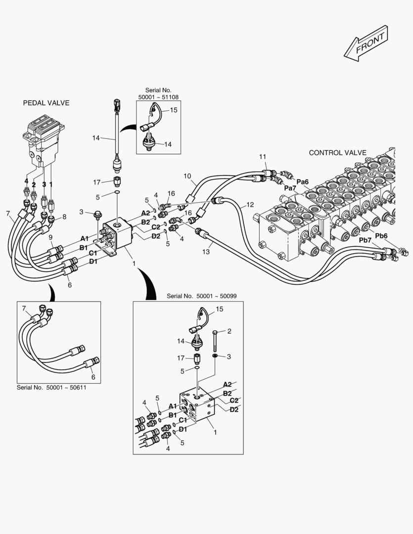 Схема ТРУБОПРОВОД СЕРВОУПРАВЛЕНИЯ - СИГНАЛ ЗАДНЕГО ХОДА