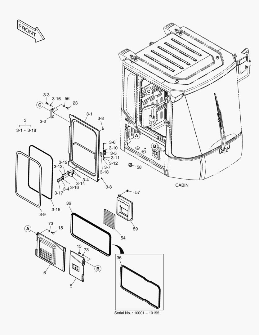 КАБИНА(4) - ДВЕРЬ В СБОРЕ(ПРАВОСТОРОННИЙ)