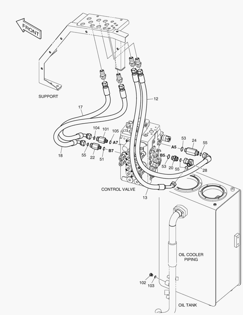 1300 MAIN PIPING(4) - ARM & BUCKET