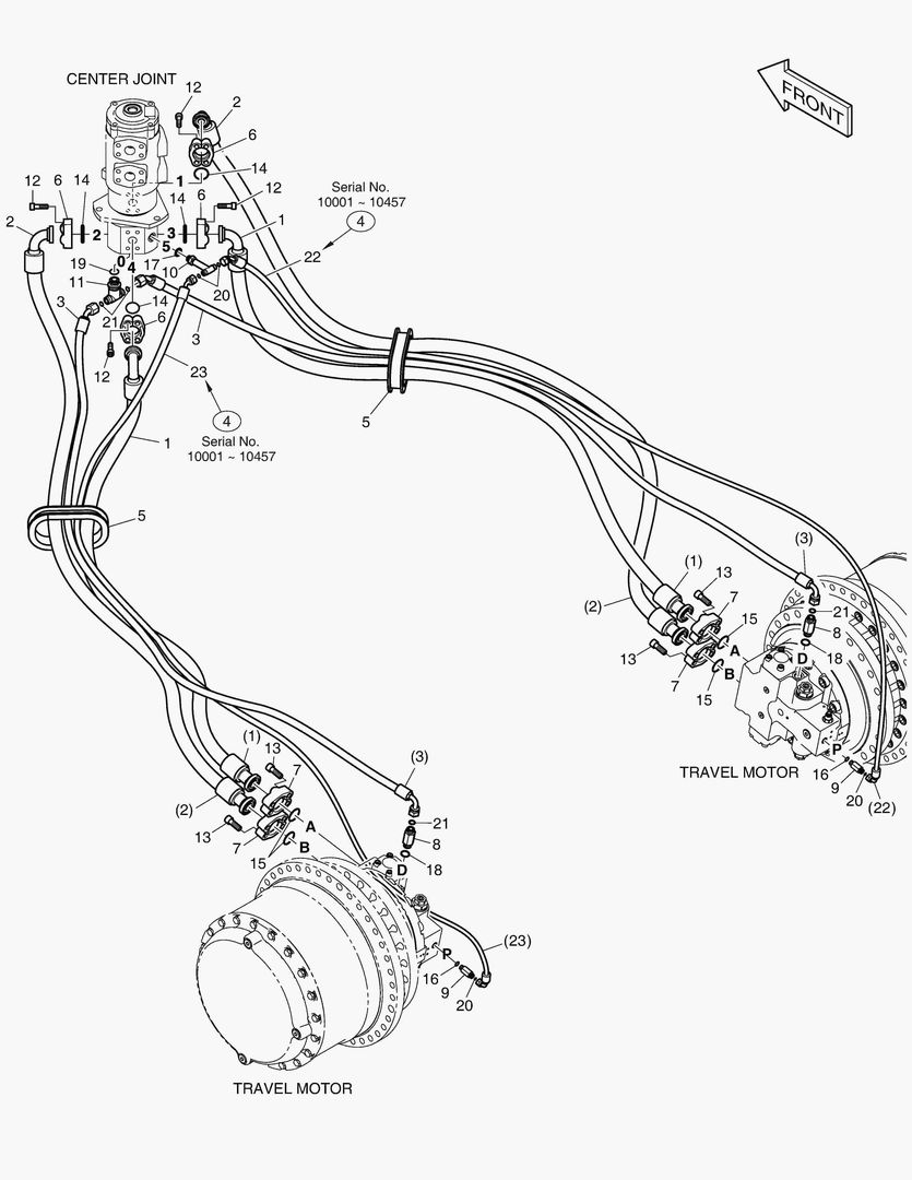 ТРУБОПРОВОД ХОДА - ФИКСИРОВАННАЯ ГУСЕНИЦА