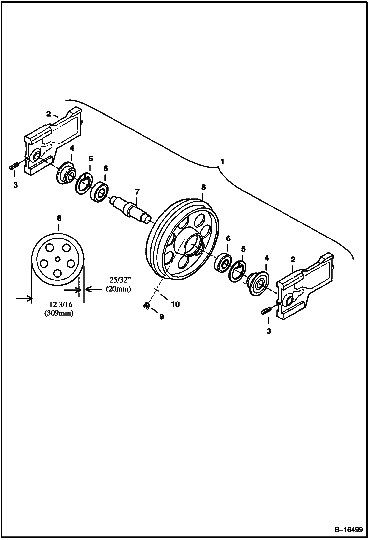 ПЕРЕДНЕЕ НАТЯЖНОЕ КОЛЕСО (С ОТВЕРСТИЕМ В НАТЯЖНОМ КОЛЕСЕ) (С ПРОБКОЙ ОТВЕРСТИЯ ДЛЯ СПУСКА МАСЛА)
