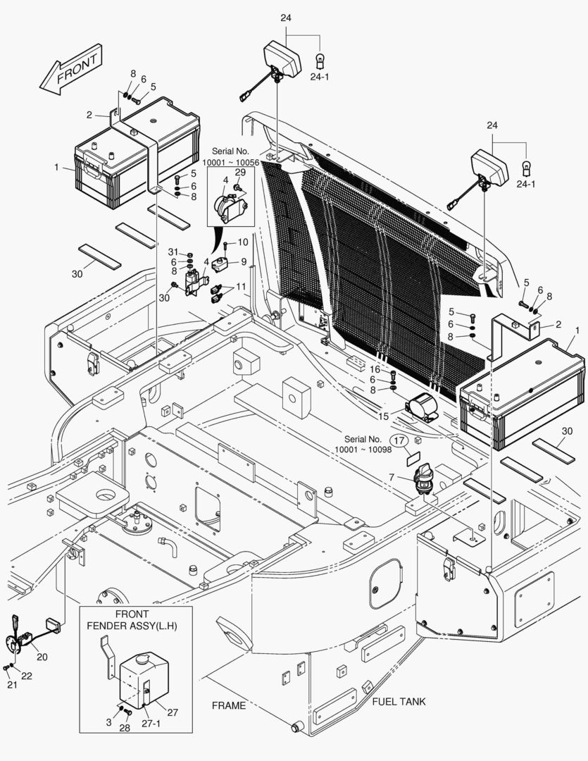 1620 ELECTRIC PARTS - BATTERY & REAR LAMP