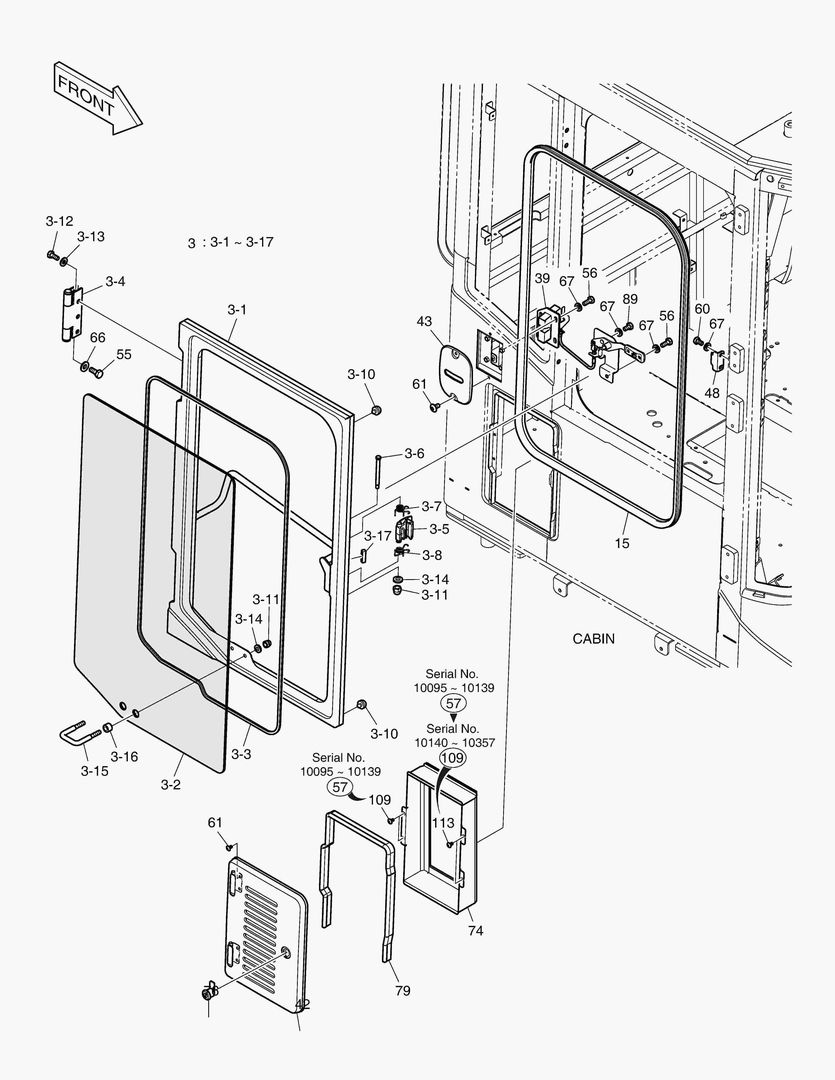 Схема 6110 CABIN(5) - DOOR ASS`Y(R.H)