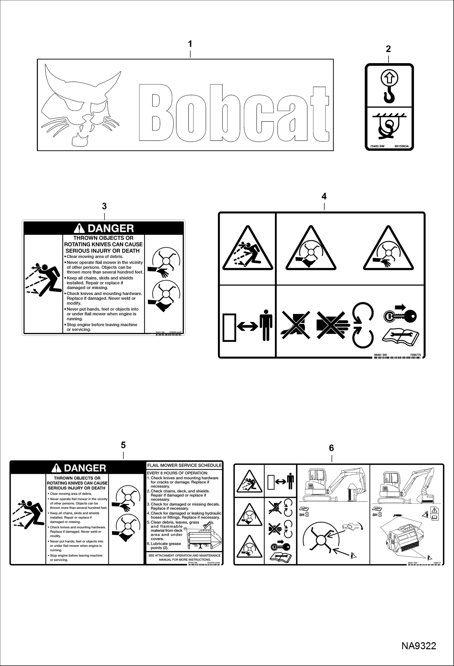 КОСИЛКА-ИЗМЕЛЬЧИТЕЛЬ (ПРЕДУПРЕЖДАЮЩИЕ ТАБЛИЧКИ) (30FM B1YS) (40FM B1YT) (40FMR B1YU)