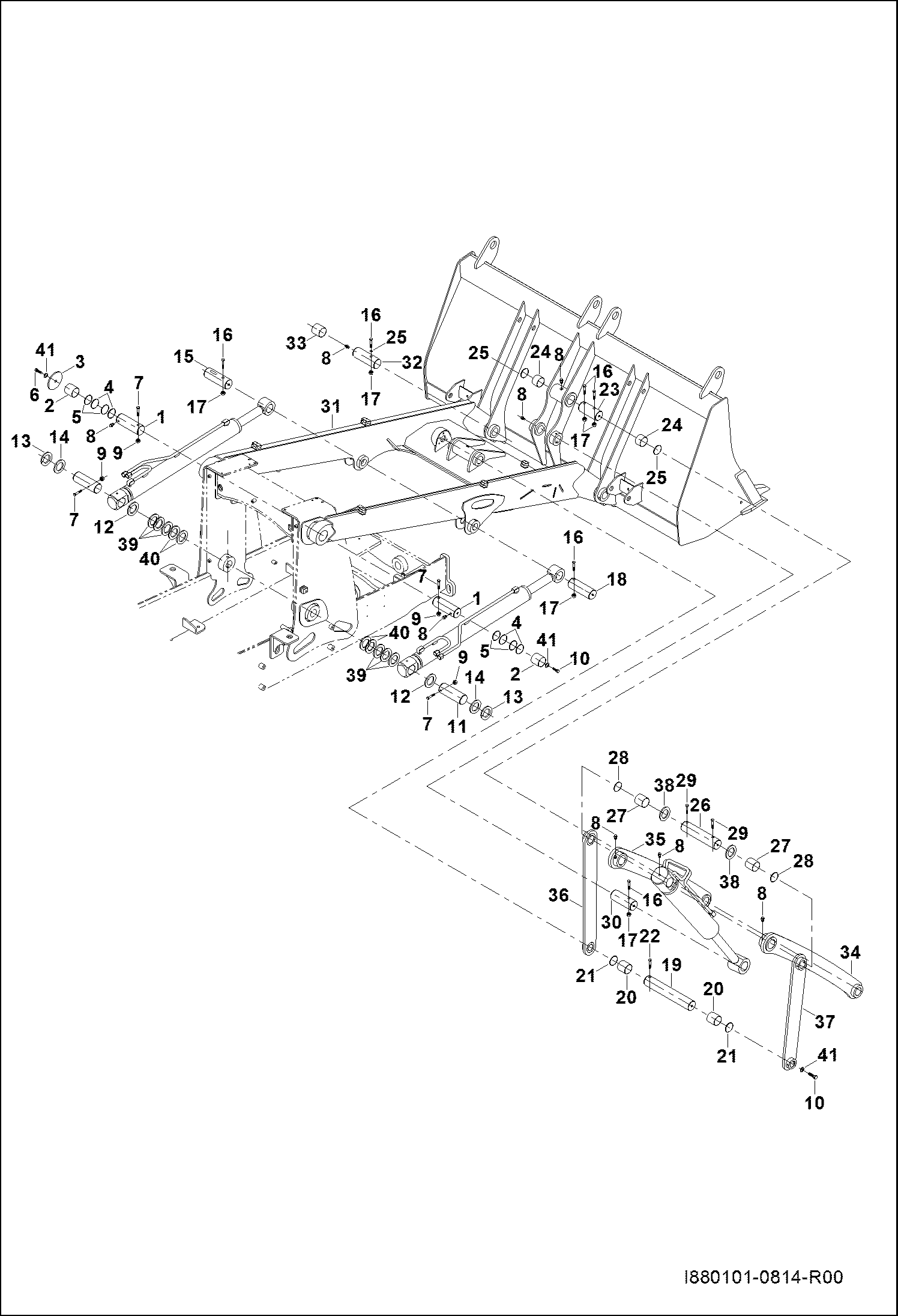СОЕДИНЕНИЕ ПЕРЕДНЕЙ СТРЕЛЫ С РАМОЙ