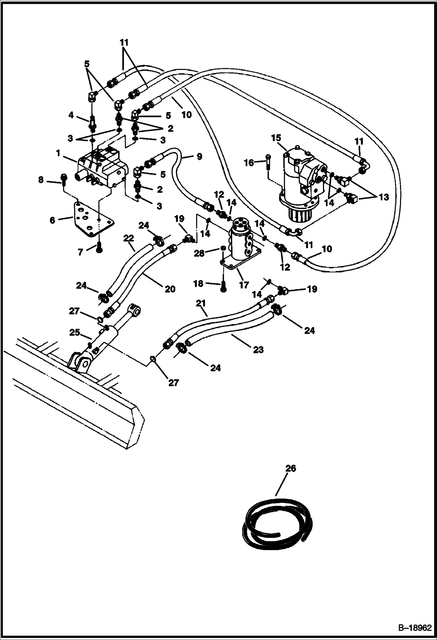Схема СХЕМА ГИДРАВЛИЧЕСКОЙ СИСТЕМЫ (ОТВАЛ И ПОВОРОТ) (СЕРИЙНЫЙ НОМЕР 511720001 - 511721411)