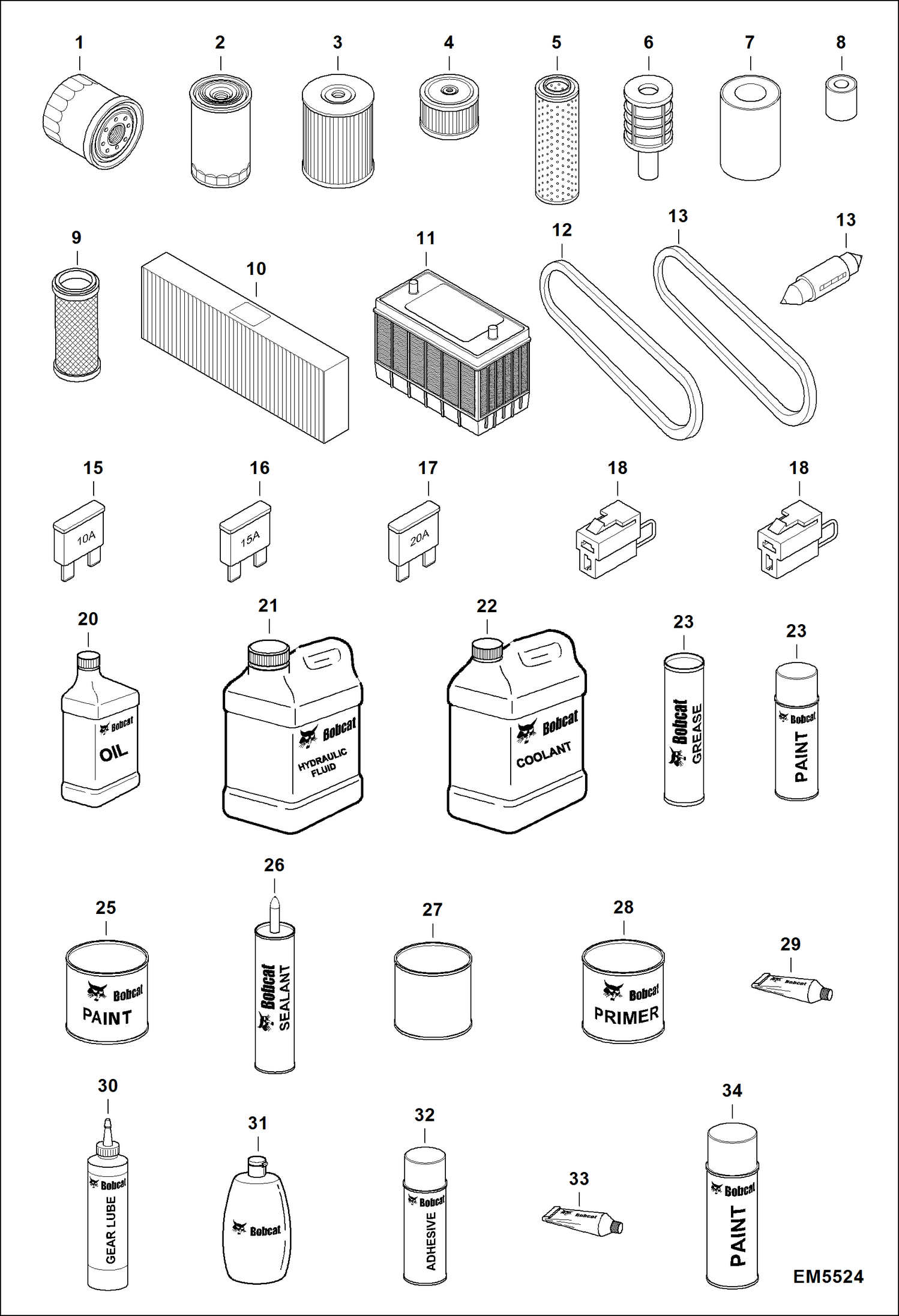 Схема ТЕХНИЧЕСКОЕ ОБСЛУЖИВАНИЕ (ДЕТАЛИ ДЛЯ ОБСЛУЖИВАНИЯS) (US)