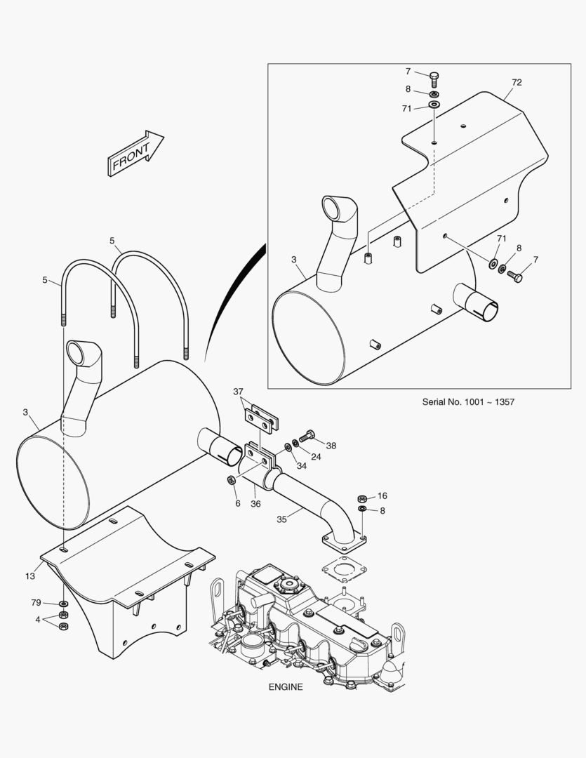 МОНТАЖ ДВИГАТЕЛЯ(4)-ГЛУШИТЕЛЬ