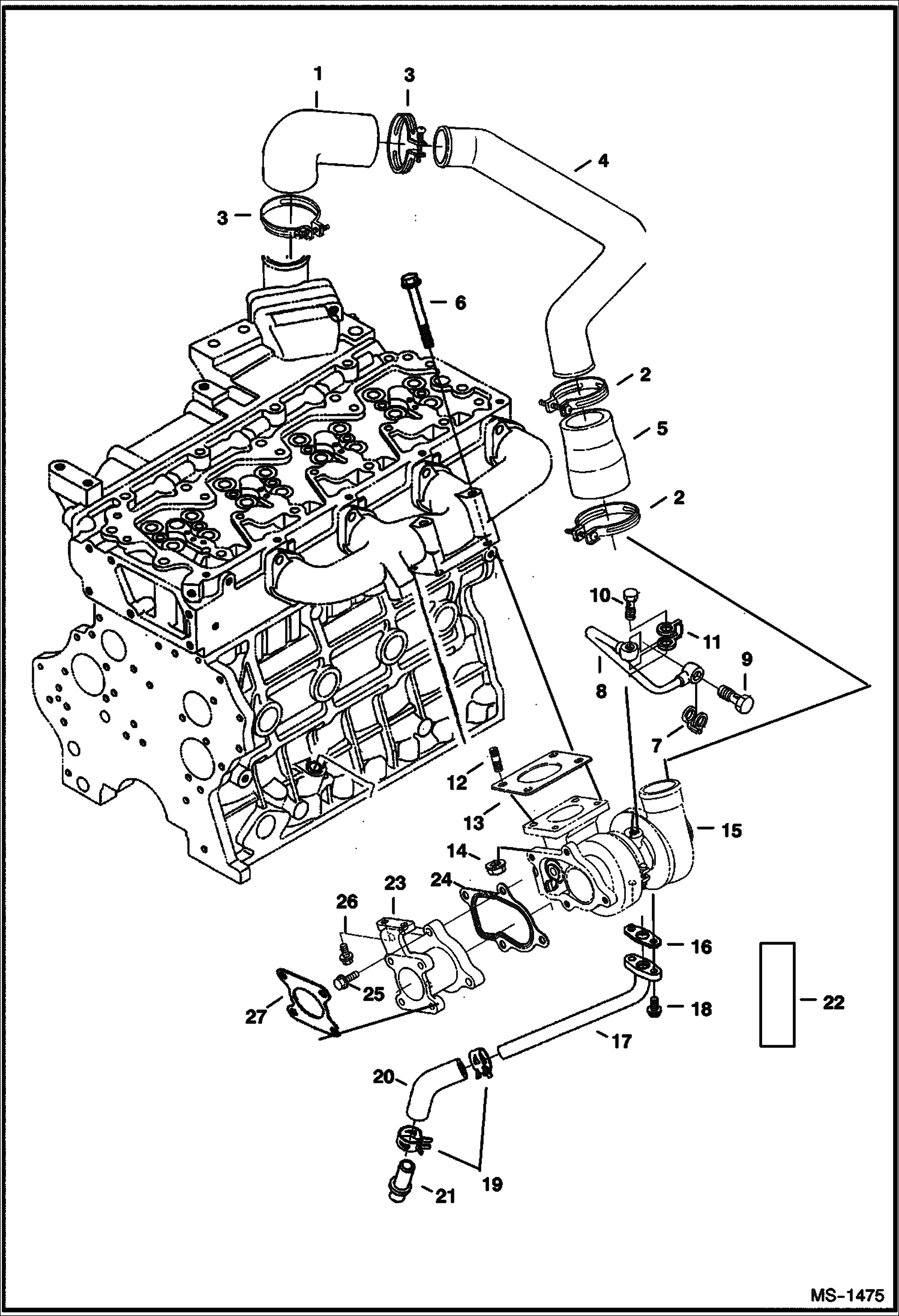 Схема ТУРБОКОМПРЕССОР (V3800 T KUBOTA)