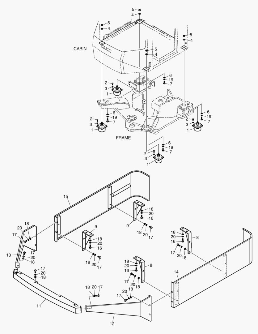Схема УСТАНОВКА КАБИНЫ