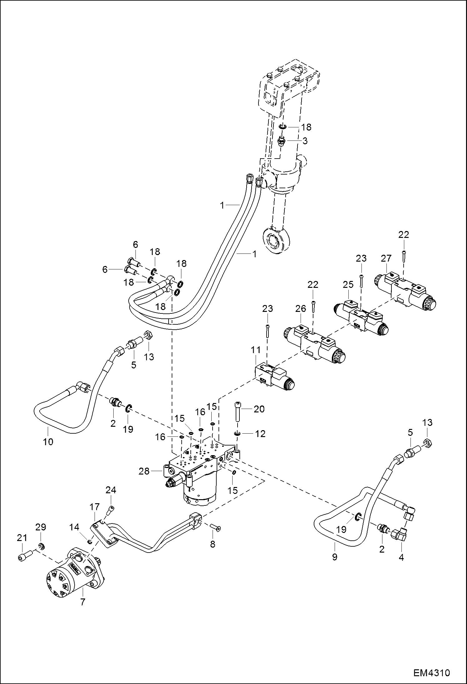 ПОВОРОТНО-НАКЛОННЫЙ МЕХАНИЗМ (ГИДРАВЛИЧЕСКИЕ ДЕТАЛИ) (СЕРИЙНЫЙ НОМЕР AFF000101 И ВЫШЕ)