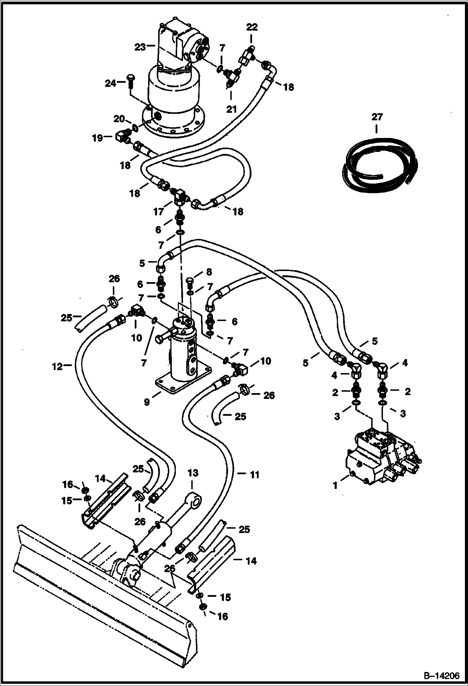 СХЕМА ГИДРАВЛИЧЕСКОЙ СИСТЕМЫ С ПОВОРОТНЫМ СОЕДИНЕНИЕМ 6800524 ОТВАЛА И ДРЕНАЖНОЕ ОТВЕРСТИЕ ПОВОРОТА